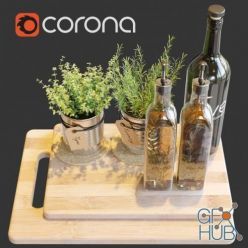 3D model Kitchen set with olive oil