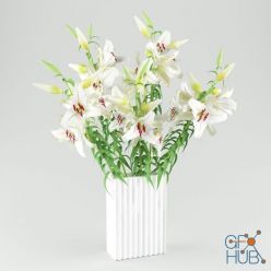 3D model White lilies in a vase