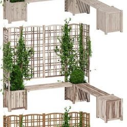 3D model Outdoor Eucalyptus Privacy Screen Trellises and Planters