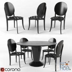 3D model Black Table and chairs