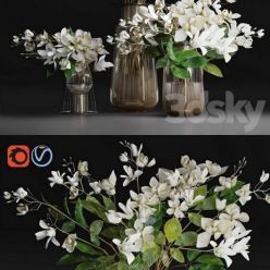 3D model Gardenia jasmine bouquet vases