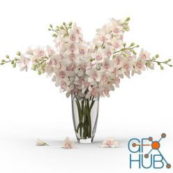 3D model Bouquet of orchids in a vase Crystalite Bohemia