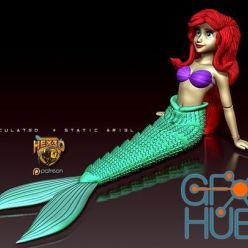 3D model Ariel Mermaid Articulated and Static – 3D Print