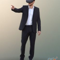 3D model Man in a Suit Wearing VR Headset