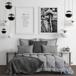 3D model Modern bedroom set with lamp by Bertrand Balas