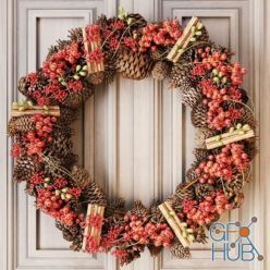3D model Winter wreath of cones and berries