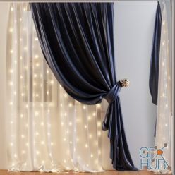 3D model Classic curtain with garland