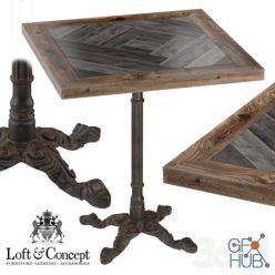 3D model Cast Iron And Wood Restaurant Table Square