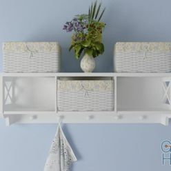 3D model Rattan shelf with baskets