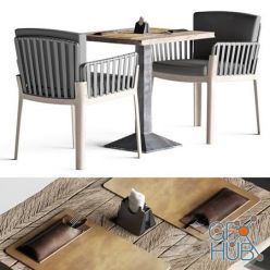 3D model Miami chair welded table and table setting