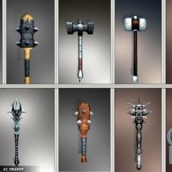3D model CGTrader – Fantasy Mace – Hammer Collection Pack Low-Poly 3D Model