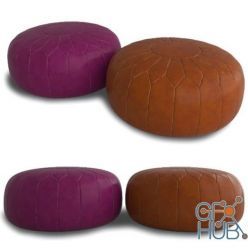 3D model Round leather pouf