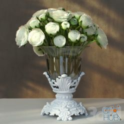 3D model Ranunculus bouquet in a vase