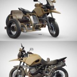 3D model Motorcycle With Sidecar PBR