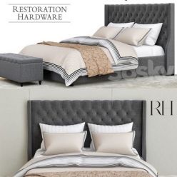 3D model Restoration hardware gray bedroom