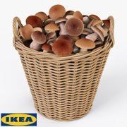 3D model Basket IKEA Nipprig with mushrooms