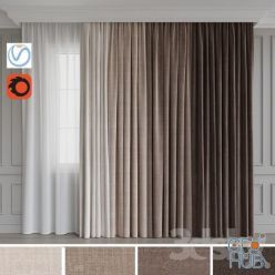 3D model A set of curtains 12. Beige gamma (Vray, Corona)