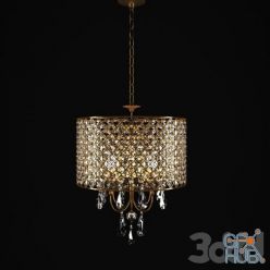 3D model Crystal Drum Chandelier, Antique Copper