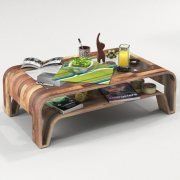 3D model Wooden coffee table with decor