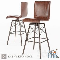 3D model Crenshaw Industrial Loft Iron Leather Bar Stool