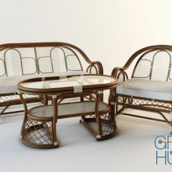 3D model Rattan furniture set