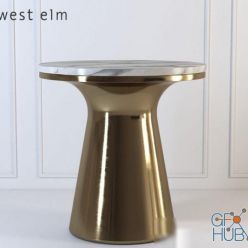 3D model Marble Topped Pedestal Side Table by West Elm