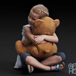 3D model Girl with a teddy bear 3d-scan