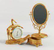3D model Golden clock, casket and mirror