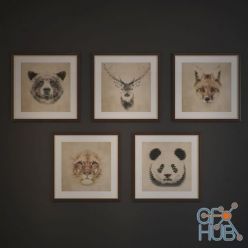 3D model Paintings with animals