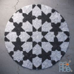 3D model Black and white rug with stars