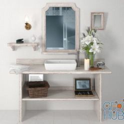 3D model Bathroom furniture with a bouquet of lilies