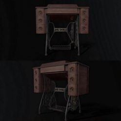 3D model Singer Sewing Table PBR