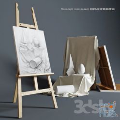 3D model Easel outdoor BRAUBERG with a still life of plaster figures