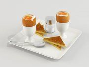 3D model Eggs and toasted