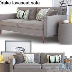 3D model West elm Sofa Loveseat Drake Sofa