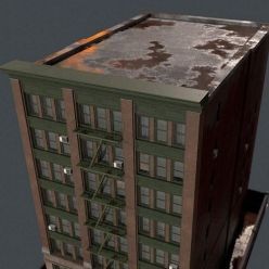 3D model Old USA building (max, fbx, obj) PBR