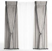3D model Gray curtains in classic style