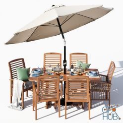 3D model Brown Acacia 7- Piece Dining Set (Corona 2013)
