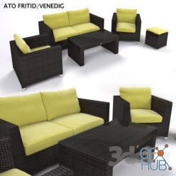 3D model Rattan Ato furniture set