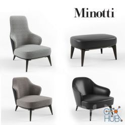 3D model Minotti Leslie armchair set