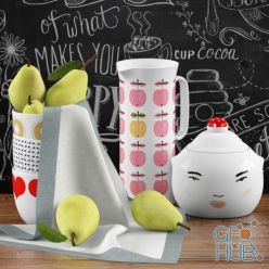 3D model Pears, chalk board, jug by Stig Lindberg