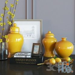 3D model Decorative set with yellow vases