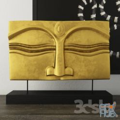 3D model Suar Wood Gold Buddha Face Stand