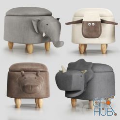 3D model Hippo childrens storage stool