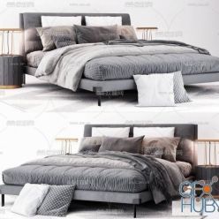 3D model Modern minimalist double bed