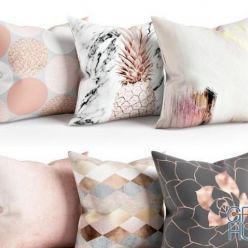 3D model Decorative Pillows (Rose Gold Pillow Set)