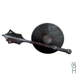 3D model Mace with a shield Low-Poly
