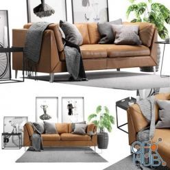 3D model Scandinavian style set with IKEA Stockholm sofa