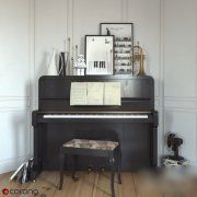 3D model Piano with accessories