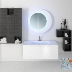 3D model Bathroom furniture sets with round mirror